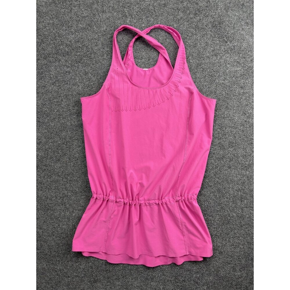 Lululemon Tank Top Womens Small Pink Racerback Laser Cut Cinch Waist Athletic